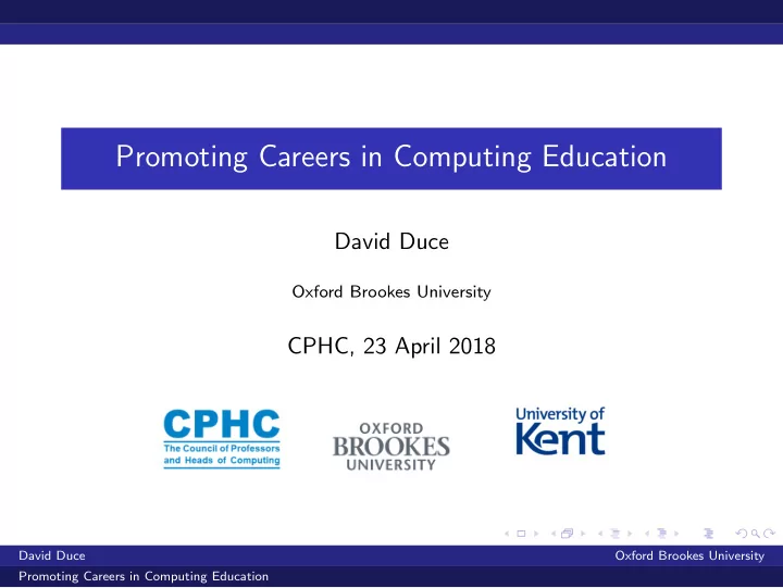 promoting careers in computing education