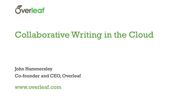 collaborative writing in the cloud