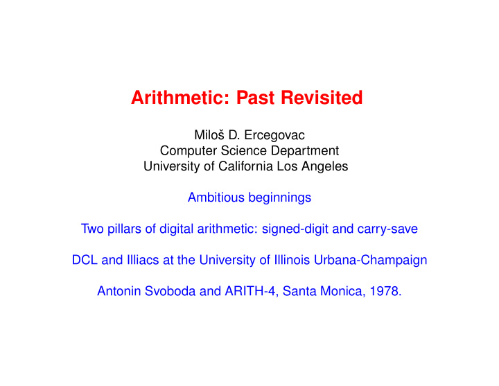 arithmetic past revisited