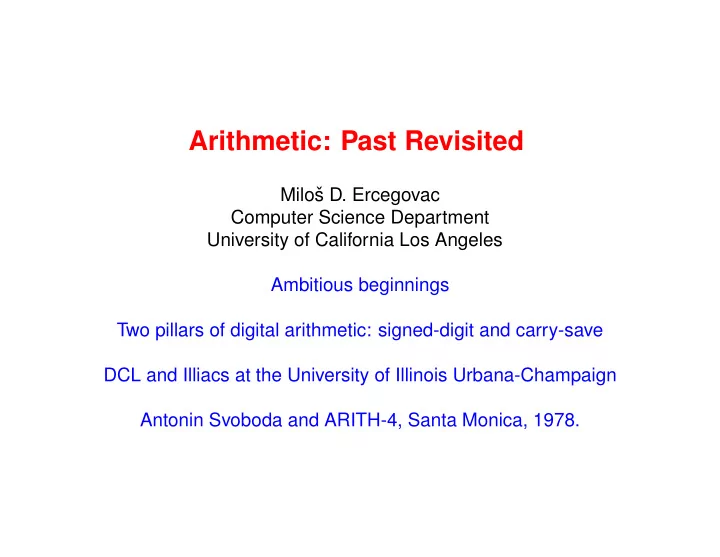 arithmetic past revisited