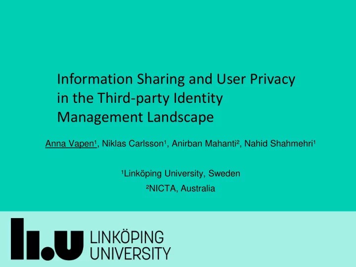 information sharing and user privacy in the third party