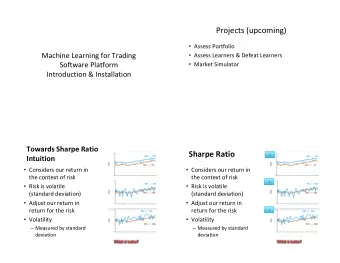 Projects (upcoming)  Assess Portfolio  Machine Learning for Trading  Assess Learners &amp;