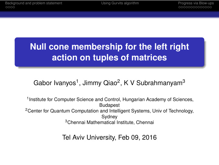 null cone membership for the left right action on tuples