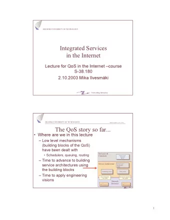 Integrated Services  in the Internet  Lecture for QoS in the Internet course  S-38.180