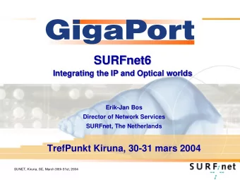 SURFnet6  SURFnet6  SURFnet6  Integrating the IP and Optical worlds  Integrating the IP and Optical