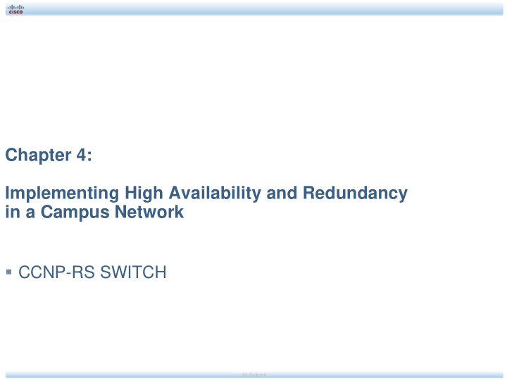 chapter 4 implementing high availability and redundancy