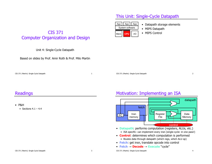 this unit single cycle datapath