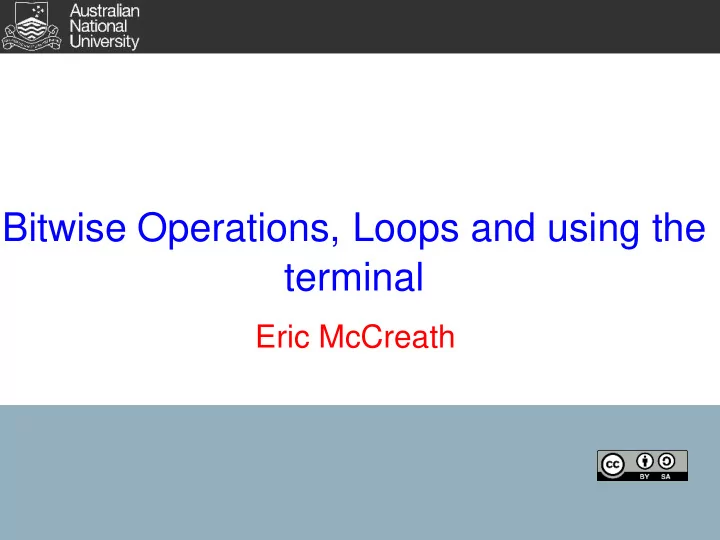 bitwise operations loops and using the terminal