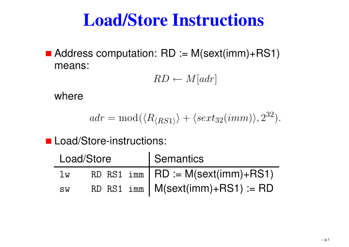 load store instructions