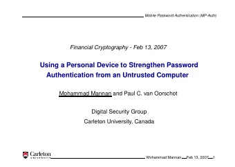 Using a Personal Device to Strengthen Password  Authentication from an Untrusted Computer  Mohammad