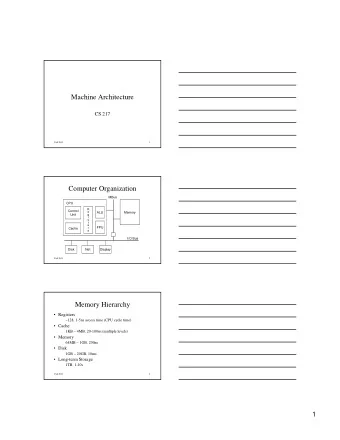 MachineArchitecture  CS217  Fall2001  1  ComputerOrganization  MBus  CPU  R  Control  e