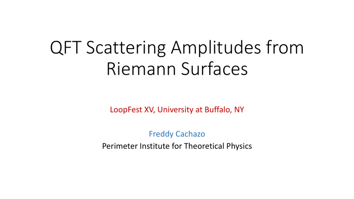 qft scattering amplitudes from