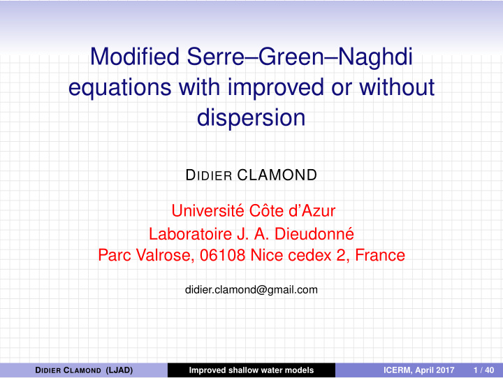 modified serre green naghdi equations with improved or