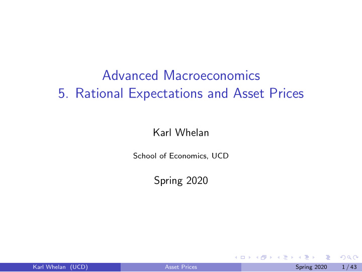 advanced macroeconomics 5 rational expectations and asset