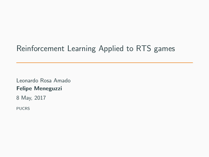 reinforcement learning applied to rts games