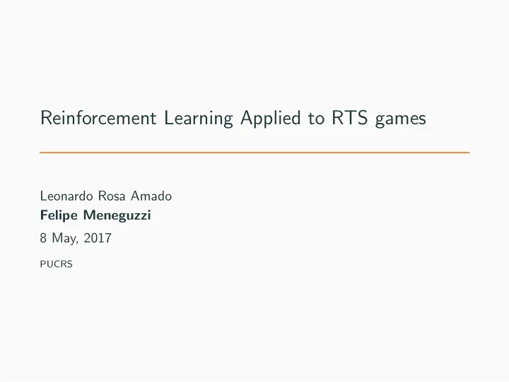 reinforcement learning applied to rts games