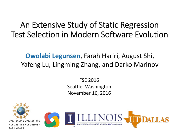 an extensive study of static regression test selection in
