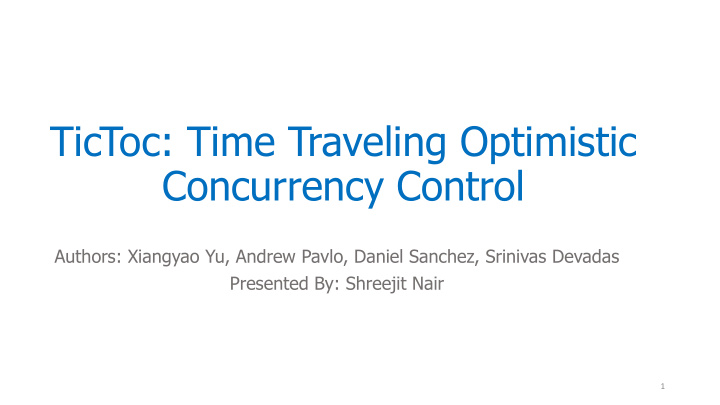 tictoc time traveling optimistic concurrency control