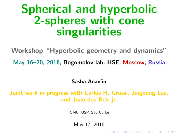 spherical and hyperbolic 2 spheres with cone singularities
