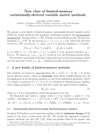 New class of limited-memory variationally-derived variable metric methods 1  Jan Vl  cek,