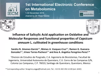 Influence  of  Salicylic  Acid  applica2on  on  Oxida2ve  and   Molecular