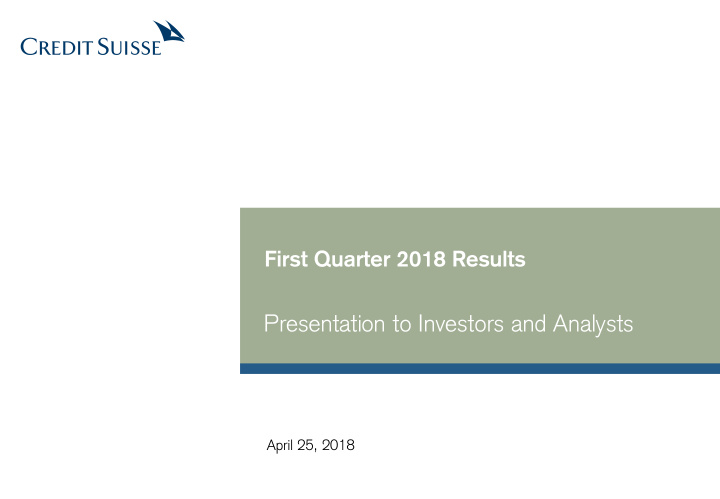presentation to investors and analysts