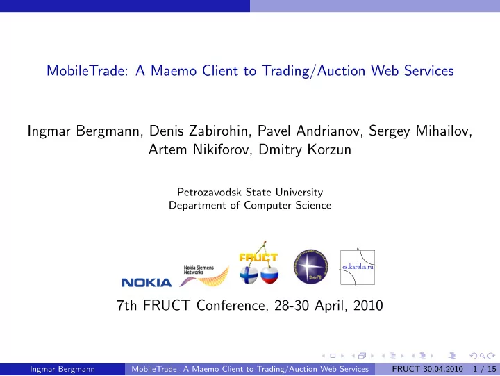 mobiletrade a maemo client to trading auction web