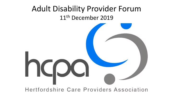 adult disability provider forum