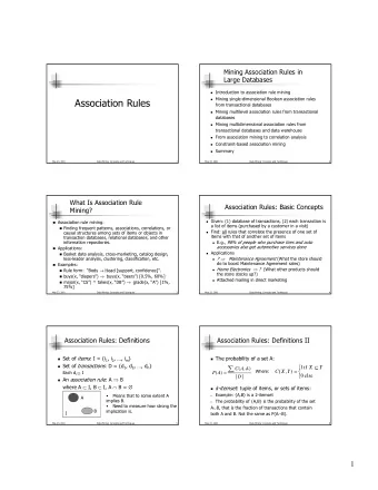 Association Rules  from transactional databases ! Mining multilevel association rules from