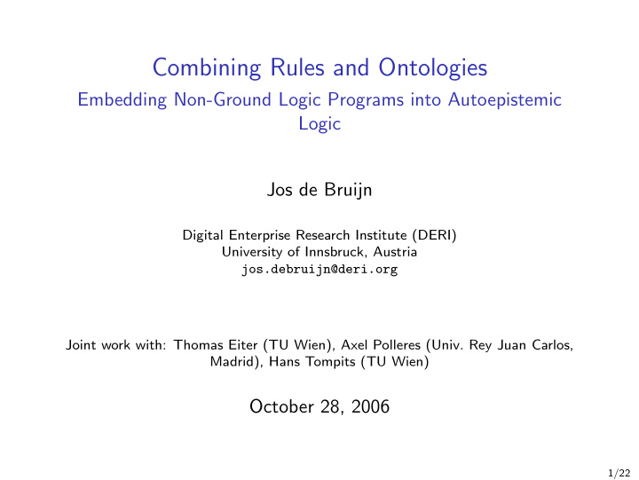 combining rules and ontologies