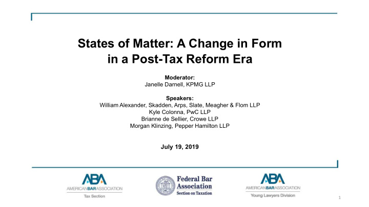 states of matter a change in form in a post tax reform era