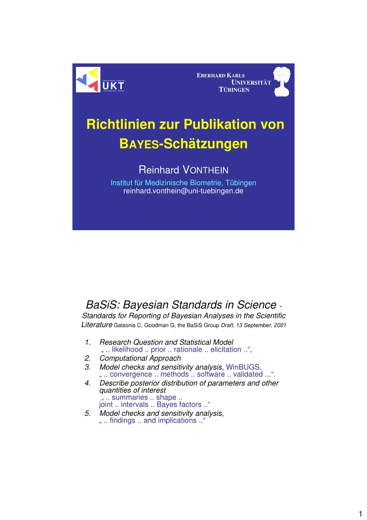 richtlinien zur publikation von b ayes sch tzungen