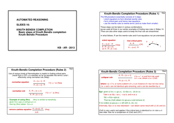 knuth bendix completion procedure rules 1