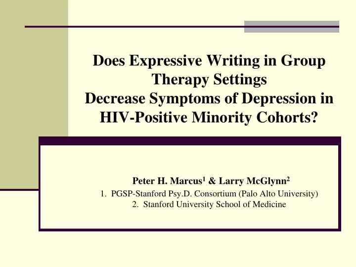 peter h marcus 1 larry mcglynn 2 1 pgsp stanford psy d