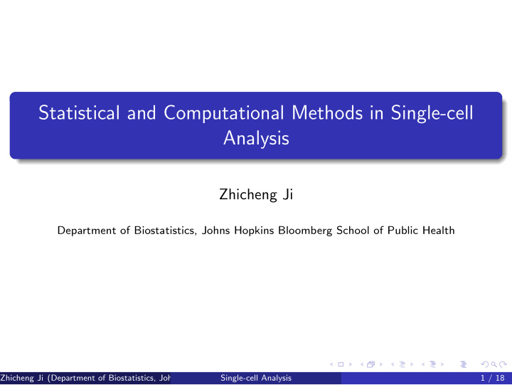 statistical and computational methods in single cell