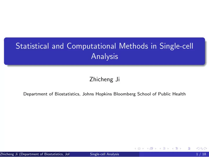 statistical and computational methods in single cell