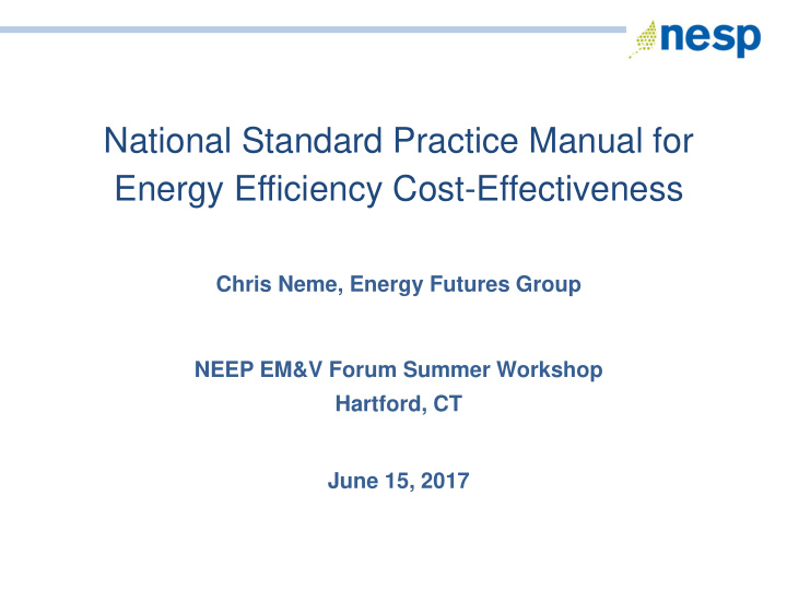 national standard practice manual for energy efficiency