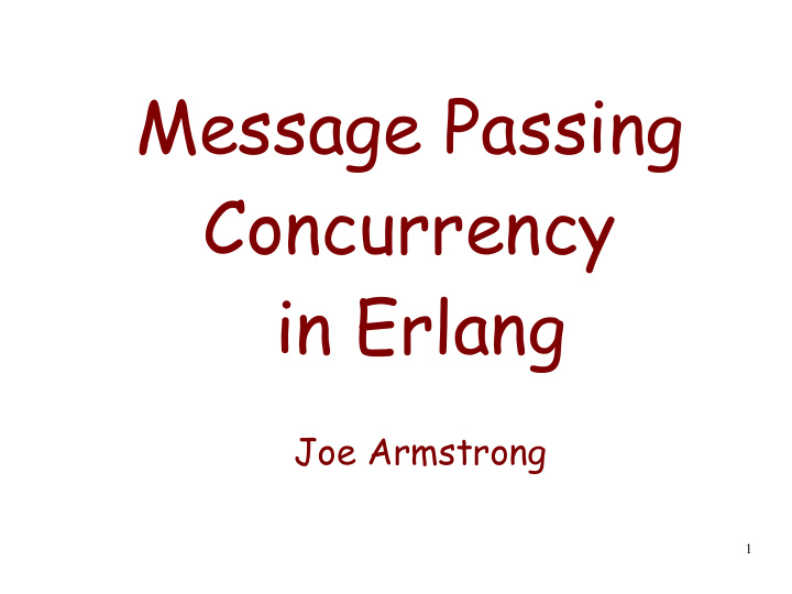 message passing concurrency in erlang