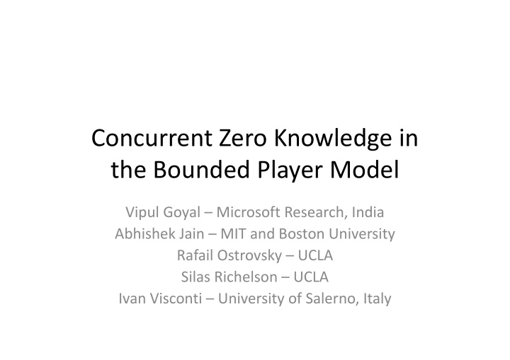 concurrent zero knowledge in concurrent zero knowledge in