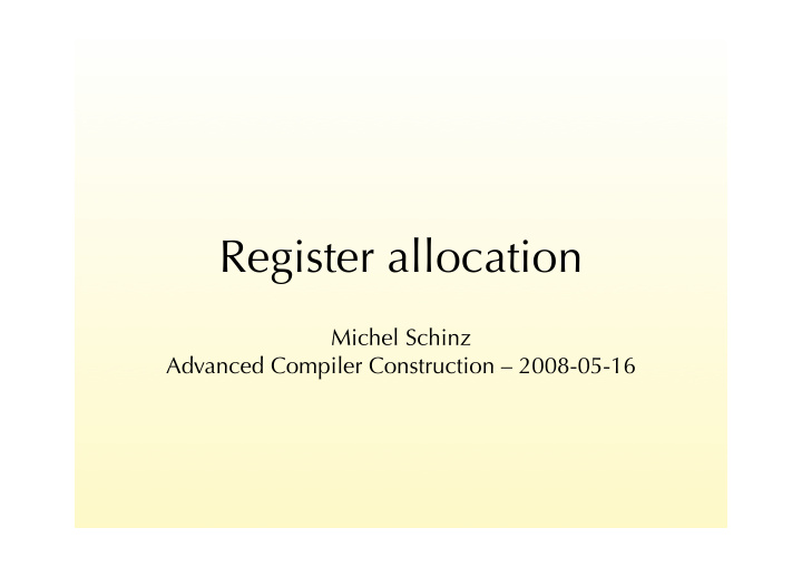 register allocation