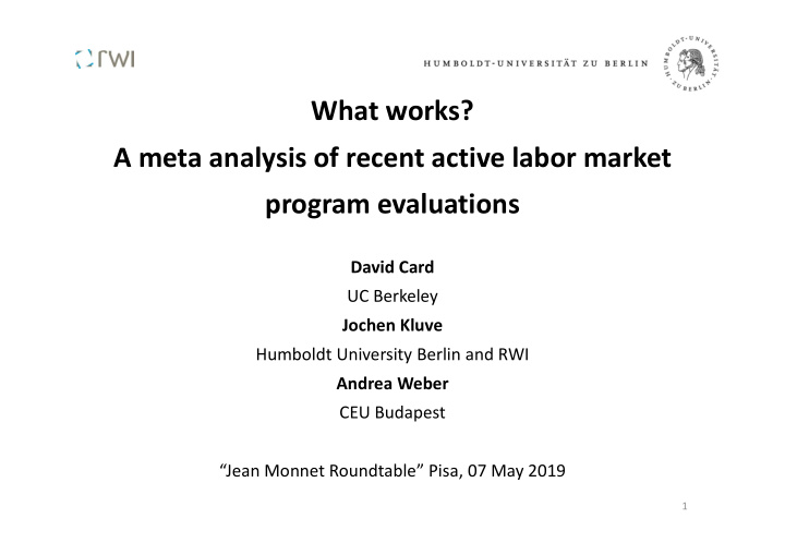 what works a meta analysis of recent active labor market