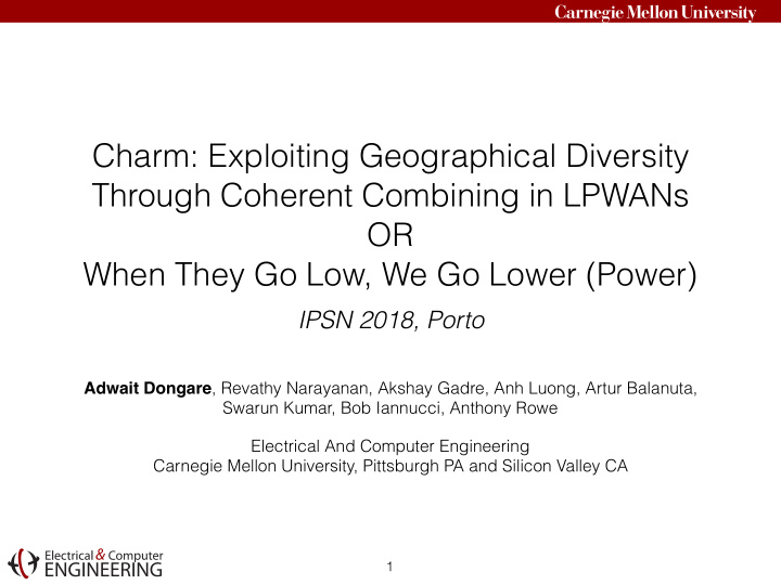 charm exploiting geographical diversity through coherent
