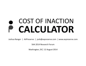 CALCULATOR    Joshua  Ranger    |    AVPreserve    |