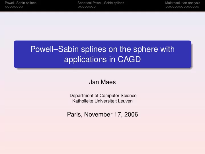 powell sabin splines on the sphere with applications in
