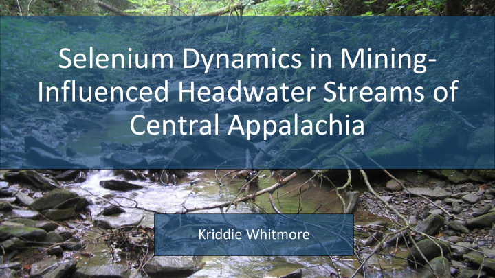 selenium dynamics in mining influenced headwater streams
