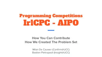 IrlCPC - AIPO  How You Can Contribute  How We Created The Problem Set  Milan De Cauwer