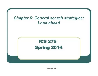 ICS 275  275  Spr  pring  ing 2014  2014  Spring 2014  What if the Constraint network  is not