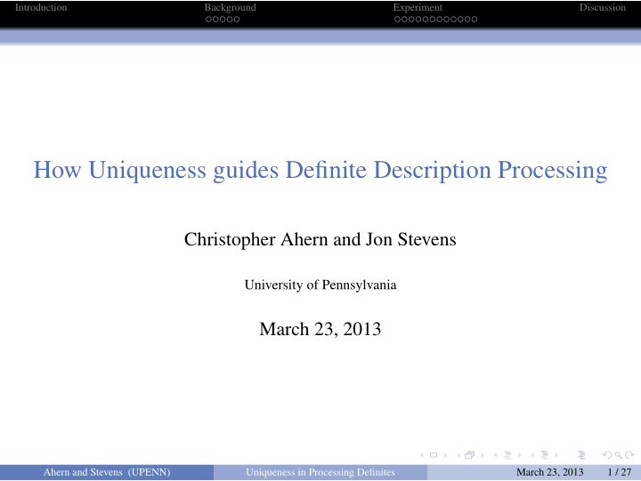 how uniqueness guides definite description processing