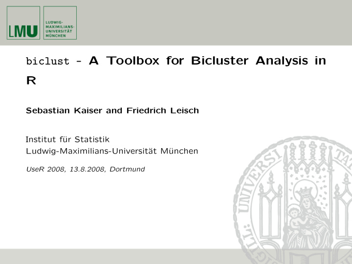 biclust a toolbox for bicluster analysis in r