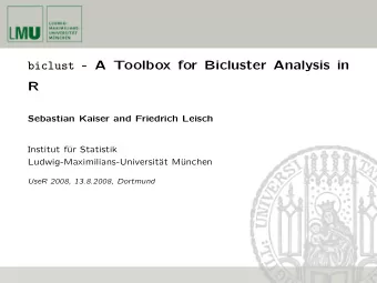 biclust - A Toolbox for Bicluster Analysis in  R  Sebastian Kaiser and Friedrich Leisch  Institut